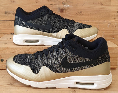 Nike Air Max 1 Ultra Flyknit Low Trainers 881195-001 Black/Gold UK4/US6.5/EU37.5