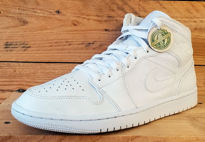 Nike Air Jordan 1 Mid Leather Trainers UK8.5/US9.5/EU43 554724-136 Triple White
