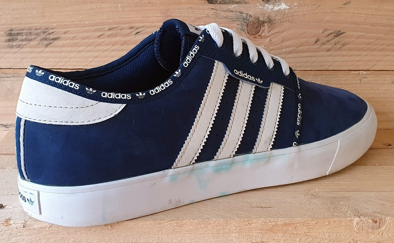 Adidas Seeley Low Suede Trainers UK9.5/US10/EU44 BB8459 Dark Blue/White