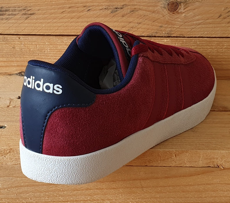 Adidas Court Vulc Low Suede Trainers UK8/US8.5/EU42 BB9636 Burgundy/White