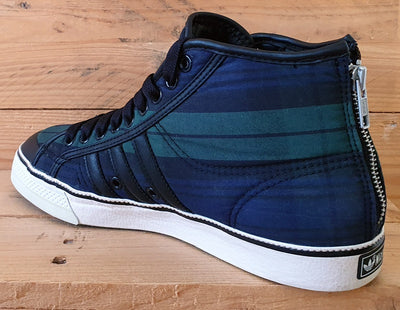 Adidas Nizza Mid Textile Trainers UK7/US7.5/EU40.5 G12423 Navy/Green Tartan