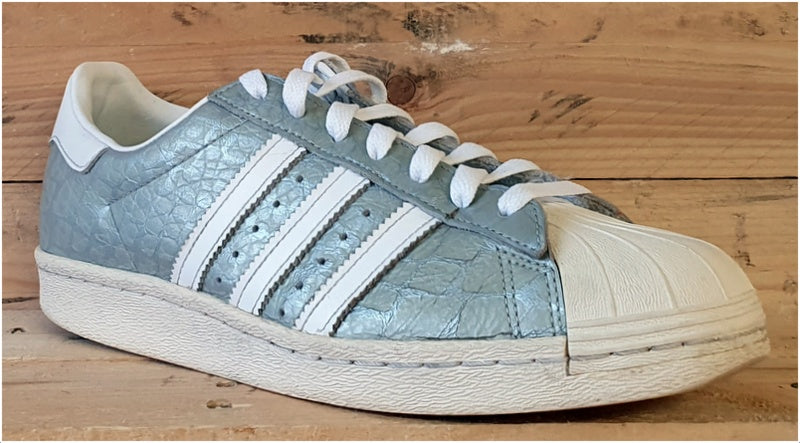 Adidas Superstar Low Leather Trainers UK8/US9.5/EU42 S76415 White/Grey/Silver
