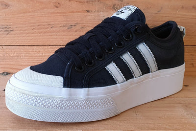 Adidas Original Nizza Low Canvas Trainers UK7/US8.5/EU40.5 FV5321 Black/White