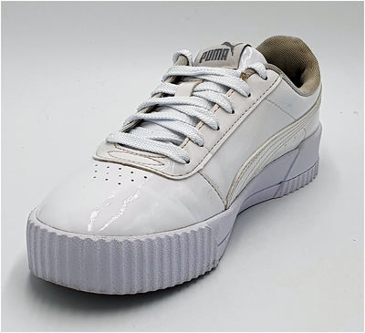 Puma CA Classic Low Patent Leather Trainers 371208-03 Triple White UK3/US4/E35.5