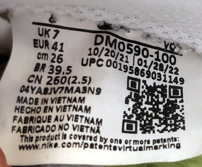 Nike Air Force 1 Crater Flyknit Trainers UK7/US8/EU41 DM0590-100 White/Platinum
