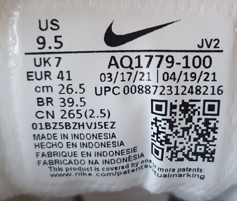 Nike Ebernon Low Leather Trainers UK7/US9.5/EU41 AQ1779-100 Triple White