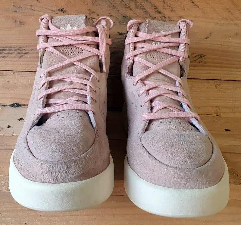 Adidas Tubular Invader Mid Suede Trainers UK4.5 US6 EU37 S80555 Pink White VintageTrainers