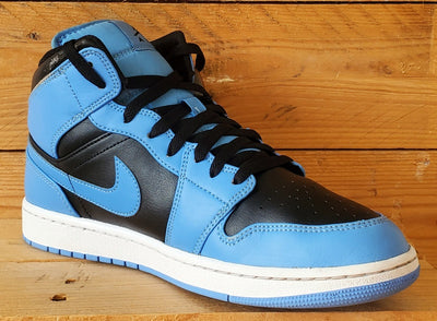 Nike Air Jordan 1 Mid Leather Trainers UK9/US10/EU44 DQ8426-401 Black/Blue