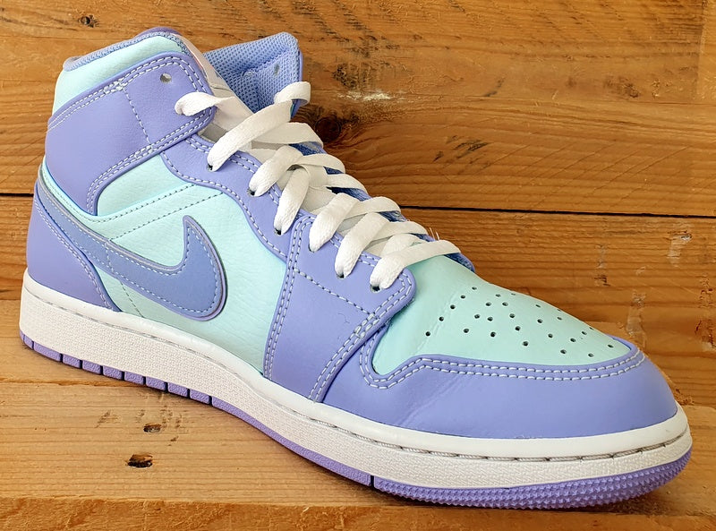 Nike Air Jordan 1 Mid Leather Trainers UK8.5/US9.5/EU43 554724-500 Purple Aqua