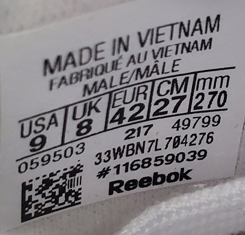 Reebok Classic Low Leather Trainers UK8/US9/EU42 49799 White/Gum