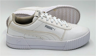 Puma CA Classic Low Patent Leather Trainers 371208-03 Triple White UK3/US4/E35.5