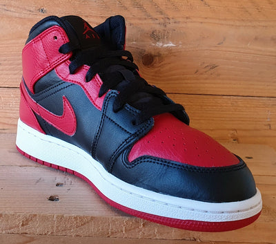 Nike Air Jordan 1 Mid Banned GS Trainers UK6/US6.5Y/EU39 554725-074 Bred