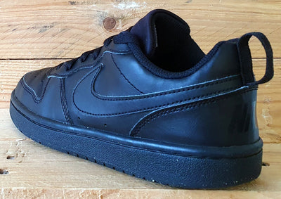 Nike Court Borough Low Leather Trainers UK3/US3.5Y/E35.5 DV5456-002 Triple Black