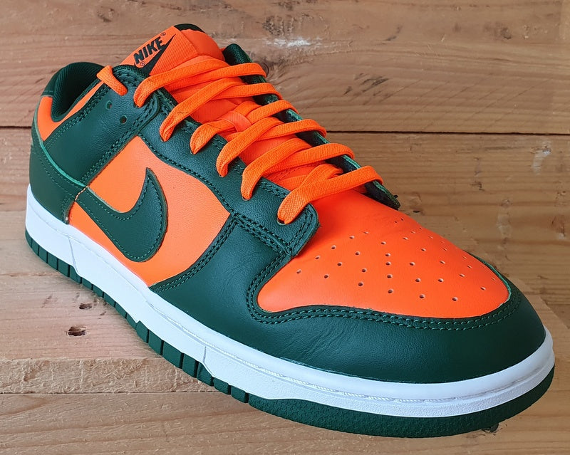 Nike Dunk Low Miami Hurricanes Leather Trainers UK10.5/US11.5/E45.5 Green/Orange