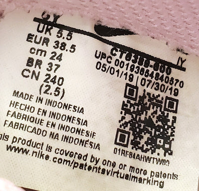 Nike Air Force 1 Low Leather Trainers UK5.5/US6Y/EU38.5 CT6389-600 Pink Foam