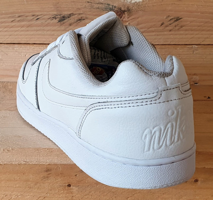 Nike Ebernon Low Leather Trainers UK8 US9 EU42.5 AQ1775 100 Triple White VintageTrainers