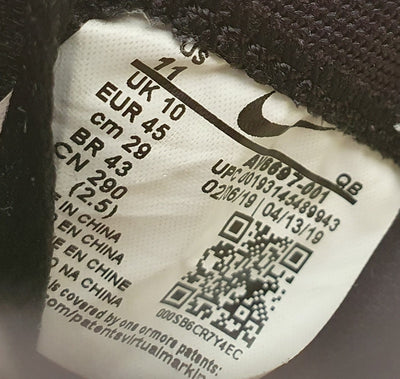 Nike Drop Type LX Low Textile Trainers UK10/US11/EU45 AV6697-001 Black/White