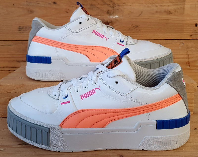 Puma Cali Low Leather Trainers UK7.5/US10/EU41 374478-01 White/Orange/Blue