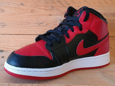 Nike Air Jordan 1 Mid Banned GS Trainers UK6/US6.5Y/EU39 554725-074 Bred