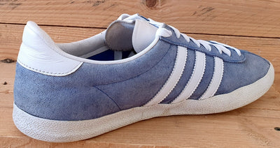 Adidas Gazelle Low Suede Trainers UK9/US9.5/EU43 G16183 Light Blue/White/Gold