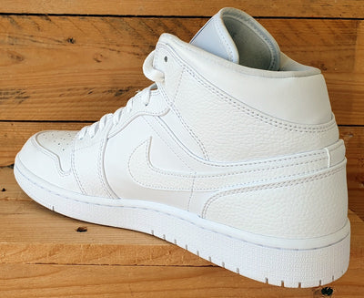 Nike Air Jordan 1 Mid Leather Trainers UK11/US12/EU46 554724-130 Triple White