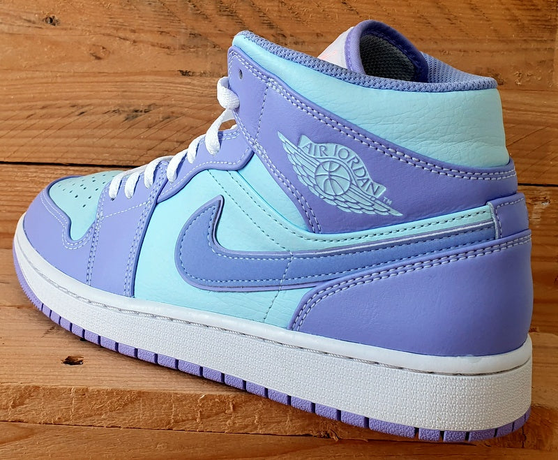 Nike Air Jordan 1 Mid Leather Trainers UK8.5/US9.5/EU43 554724-500 Purple Aqua