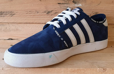 Adidas Seeley Low Suede Trainers UK9.5/US10/EU44 BB8459 Dark Blue/White