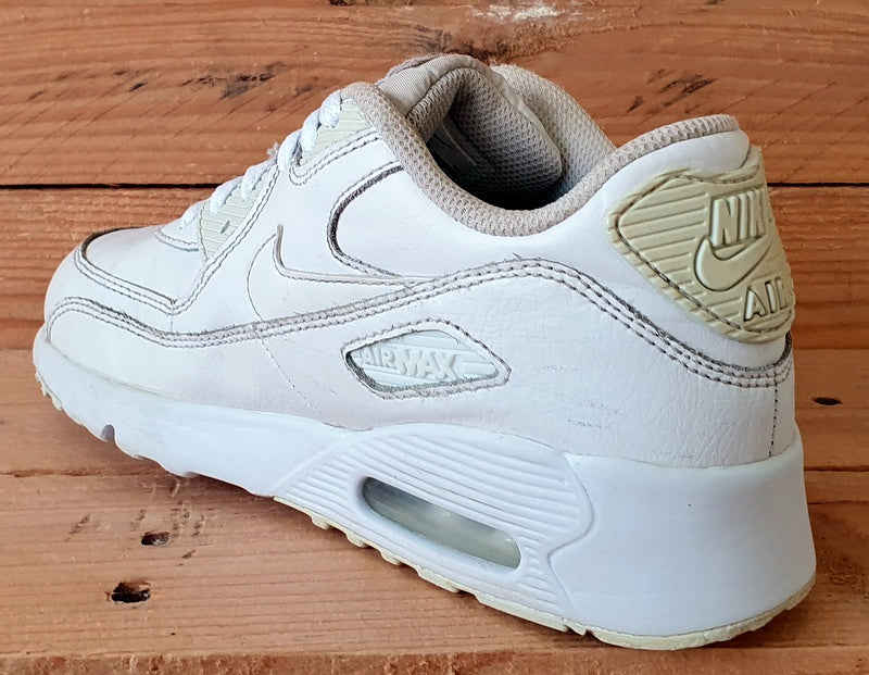 Nike Air Max 90 Low Leather Trainers 833414-100 Triple White UK2/US2.5Y/EU34