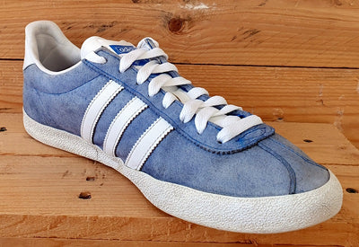 Adidas Gazelle Low Suede Trainers UK9/US9.5/EU43 G16183 Light Blue/White/Gold