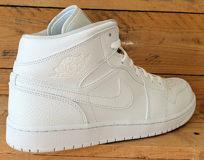 Nike Air Jordan 1 Mid Leather Trainers UK11/US12/EU46 554724-130 Triple White