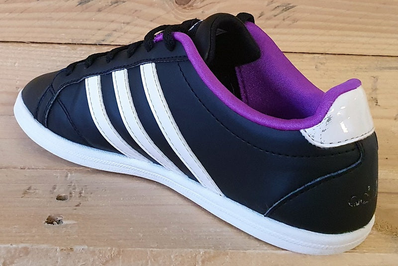 Adidas VS Coneo QT Low Leather Trainers UK4/US5.5/EU36.5 B74551 Black/Purple