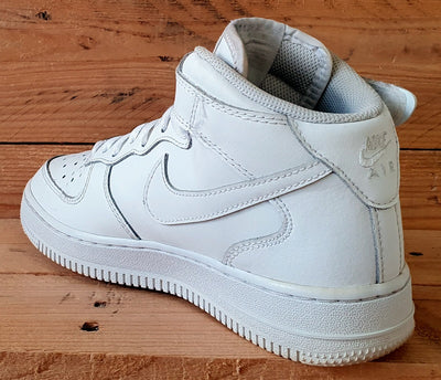 Nike Air Force 1 Mid Leather Trainers UK4/US4.5Y/EU36.5 314195-113 Triple White