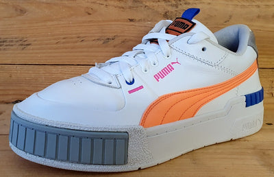 Puma Cali Low Leather Trainers UK7.5/US10/EU41 374478-01 White/Orange/Blue