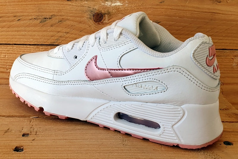 Nike Air Max 90 Low GS Trainers UK2/US2.5Y/EU34 CD6867-115 White Pink Glaze