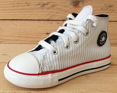 Converse All Star Mid Canvas Kids Trainers UK9/US9/EU25 707523 White Stripe