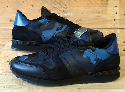 Valentino Garavani Rockrunner Low Leather Trainers UK9/US10/EU43 Black/Blue