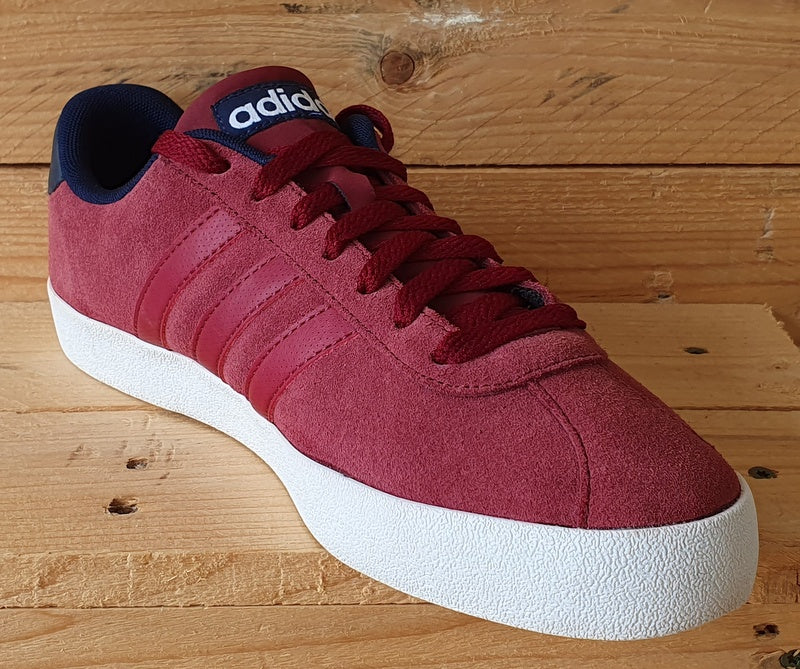 Adidas Court Vulc Low Suede Trainers UK8/US8.5/EU42 BB9636 Burgundy/White