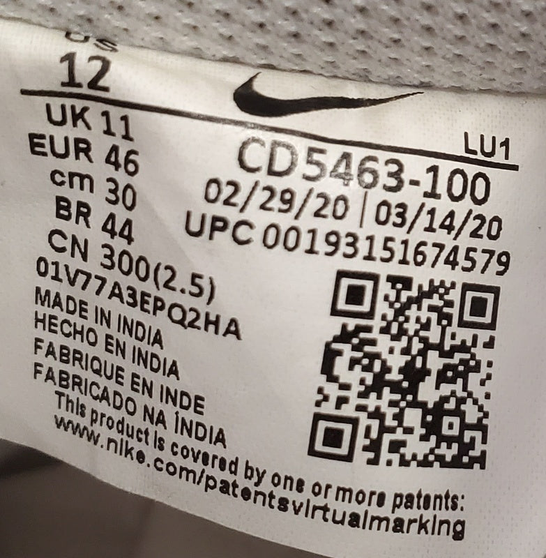 Nike Court Vision Low Leather Trainers UK11/US12/EU46 CD5463-100 Triple White