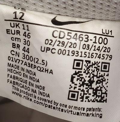 Nike Court Vision Low Leather Trainers UK11/US12/EU46 CD5463-100 Triple White