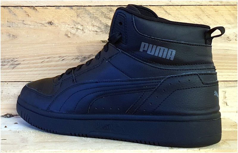 Puma Rebound Joy Mid Leather Trainers UK7/US8/EU40.5 374765-07 Triple Black