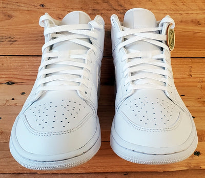 Nike Air Jordan 1 Mid Leather Trainers UK8.5/US9.5/EU43 554724-136 Triple White