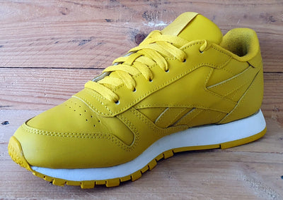 Reebok Classic Low Leather Trainers UK6/US8.5/EU39 CN7604 Lemon Yellow/White