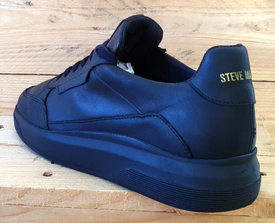 Steve Madden NY90 Low Leather Trainers UK7/US8/EU41 Triple Black Gold