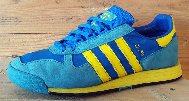 Adidas Originals SL 80 Suede/Textile Trainers UK9/US9.5/EU43 FV4029 Blue/Yellow