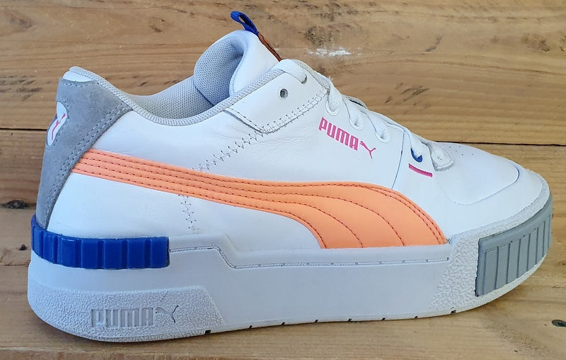 Puma Cali Low Leather Trainers UK7.5/US10/EU41 374478-01 White/Orange/Blue