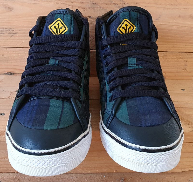 Adidas Nizza Mid Textile Trainers UK7/US7.5/EU40.5 G12423 Navy/Green Tartan