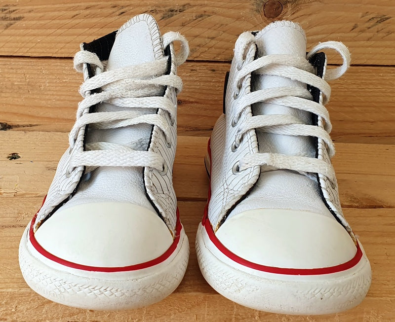 Converse All Star Mid Canvas Kids Trainers UK9/US9/EU25 707523 White Stripe