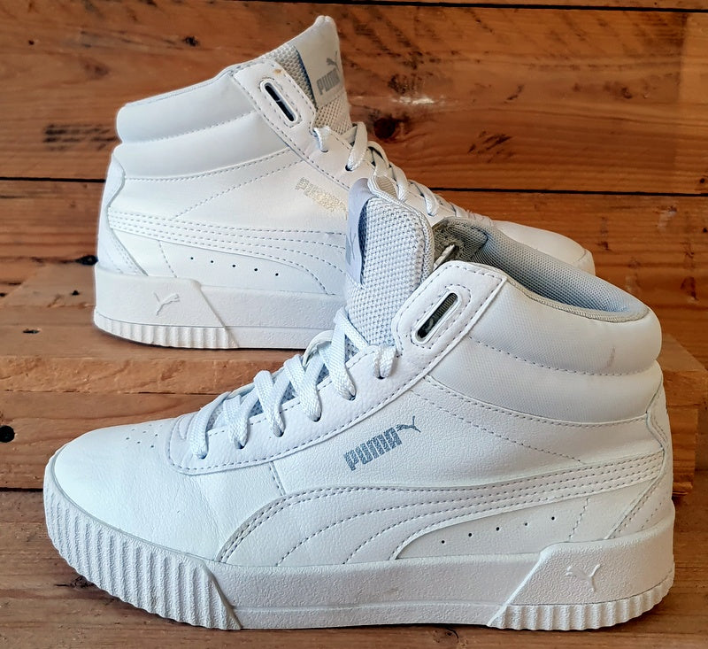 Puma Carina Mid Leather Trainers UK4/US5C/EU37 374440-01 Triple White