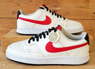 Nike Court Vision Low Leather Trainers UK8/US9/EU42.5 DH2987-102 White/Red