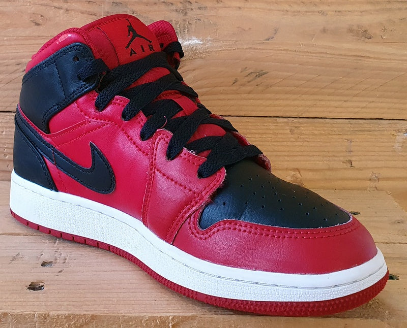 Nike Air Jordan 1 Mid Leather Trainers UK3.5/US4Y/EU36 554725-660 Reverse Bred